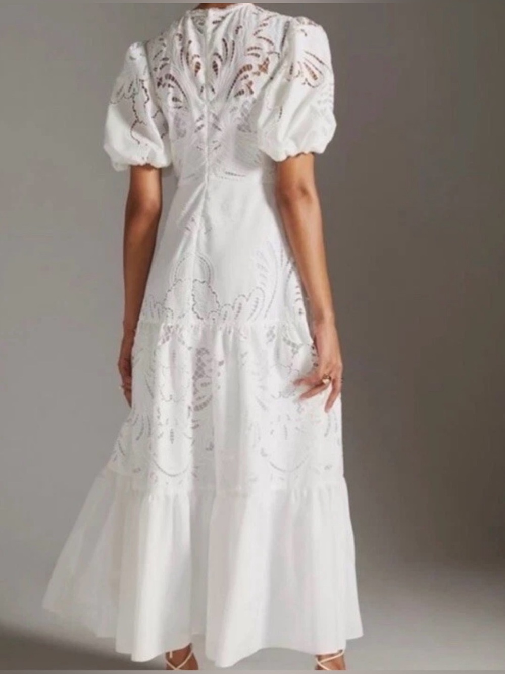 Shoshanna Soren White Medallion Geometric Lace Maxi Dress Size 6 - Picture 2 of 15